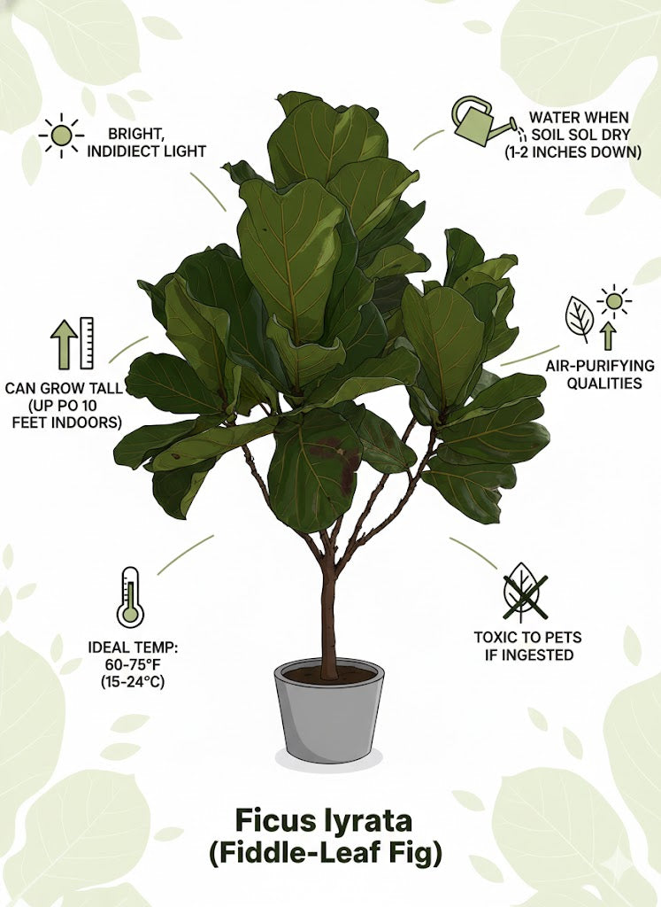 🌿Fiddle Leaf Fig (Ficus Lyrata) Indoor Floor Plant in Modern Pot – Luxury Green Statement
