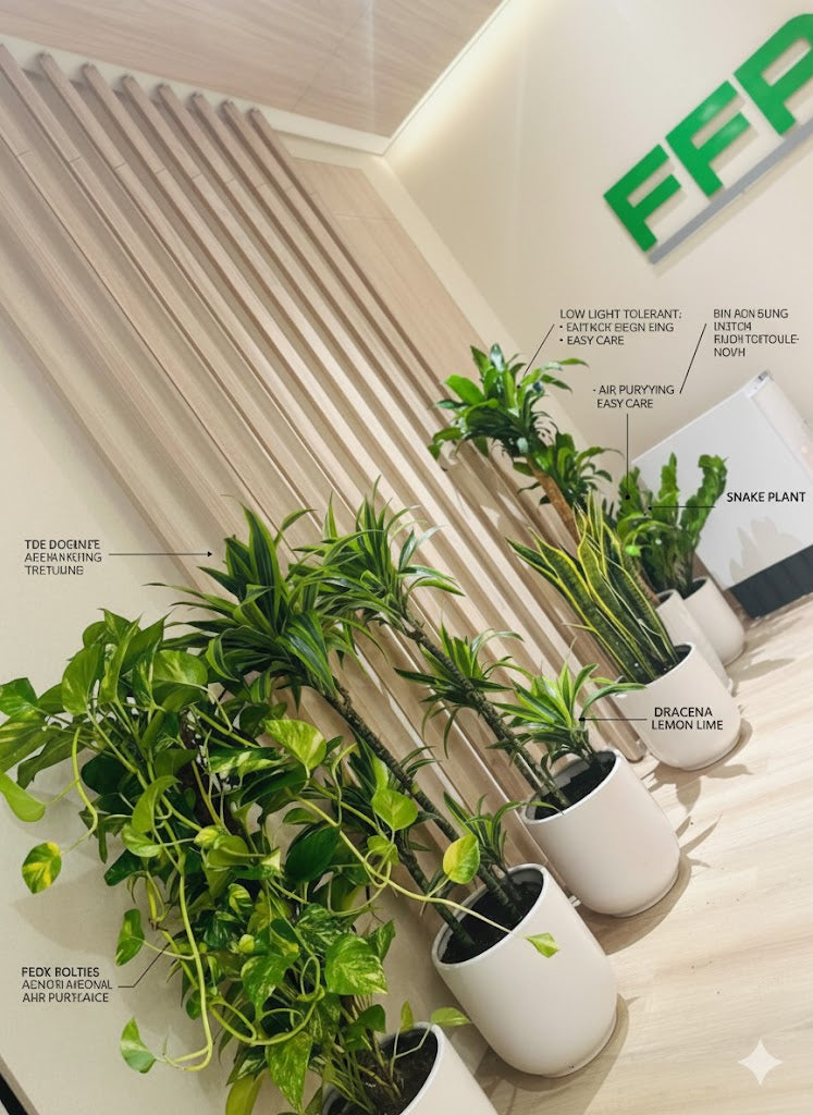 🌿Modern Office Indoor Plant Collection in White Ceramic Planters