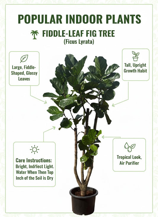 🌿 Fiddle Leaf Fig Tree (Ficus Lyrata) – Premium Indoor Statement Plant