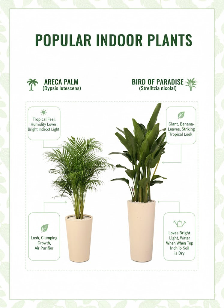 🌴🌿 Areca Palm & Bird of Paradise Bundle – Luxury Tropical Indoor Plant Set