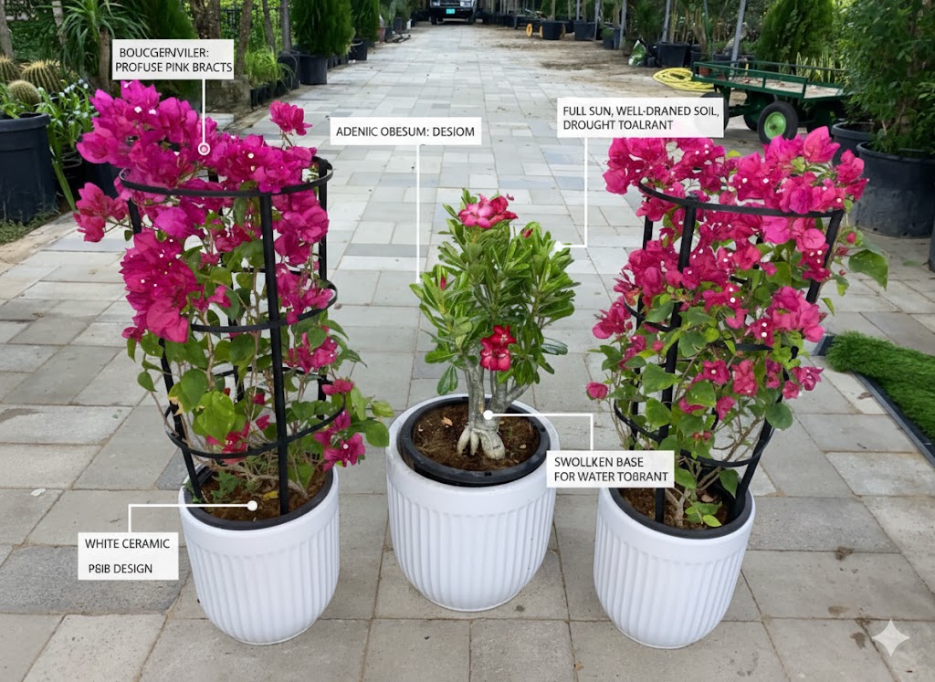 🌿Potted Desert Roses & Bougainvillea Vibrant Flowering Plants for Home & Garden