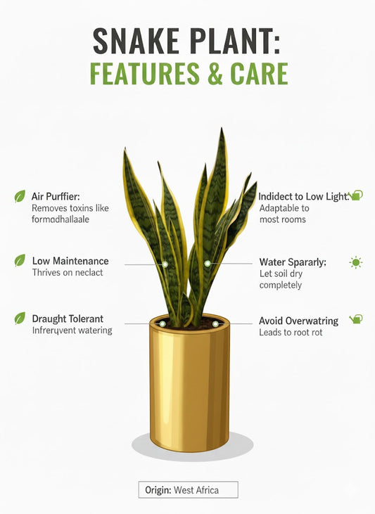 🌿 Luxury Snake Plant (Sansevieria) in Gold Ceramic Planter